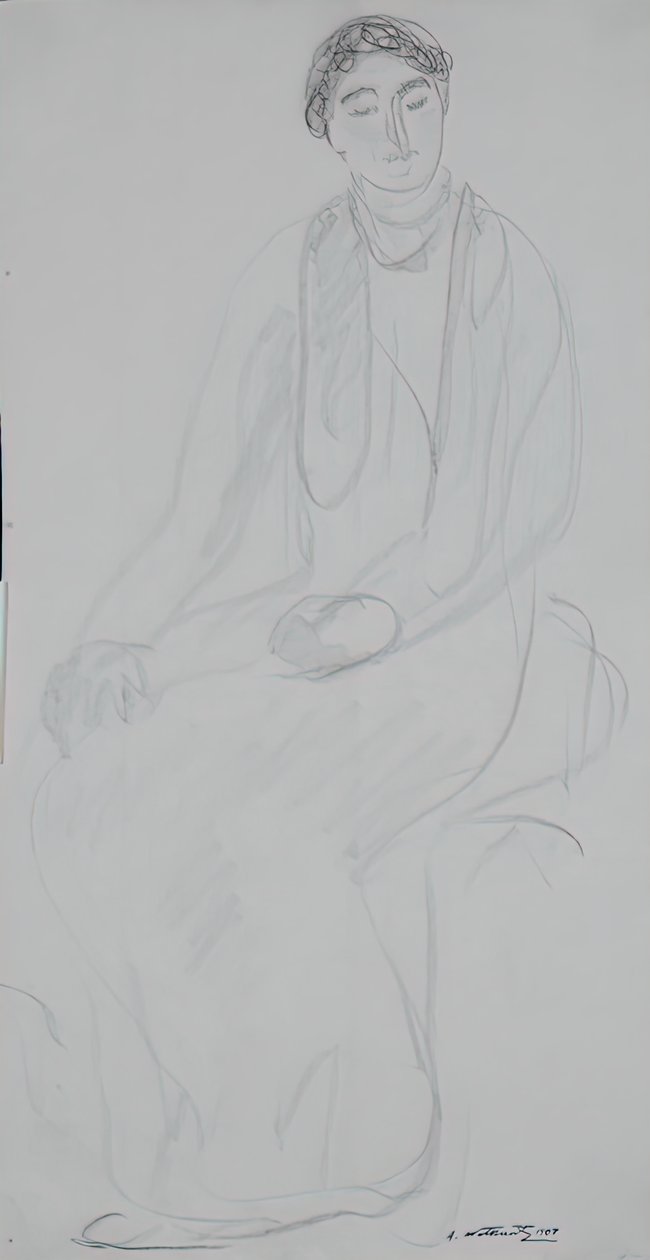 Sittende kvinne, 1907. av Abraham Walkowitz