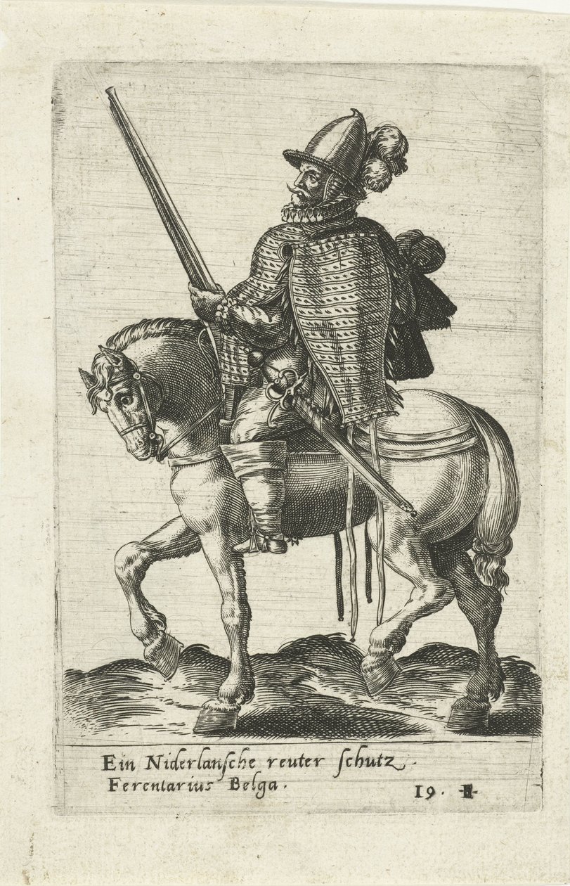 Nederlandsk rytter med rifle av Abraham de Bruyn (attributed to)