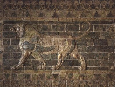 Løve fra Artaxerxes II-palasset (ca. 404-358 f.Kr.) Susa (emaljemurstein) av Achaemenid