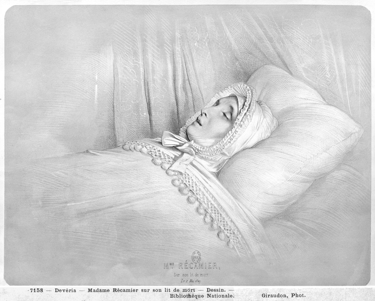 Madame Recamier (1777-1849) på dødsleiet, 11. mai 1849 av Achille Devéria