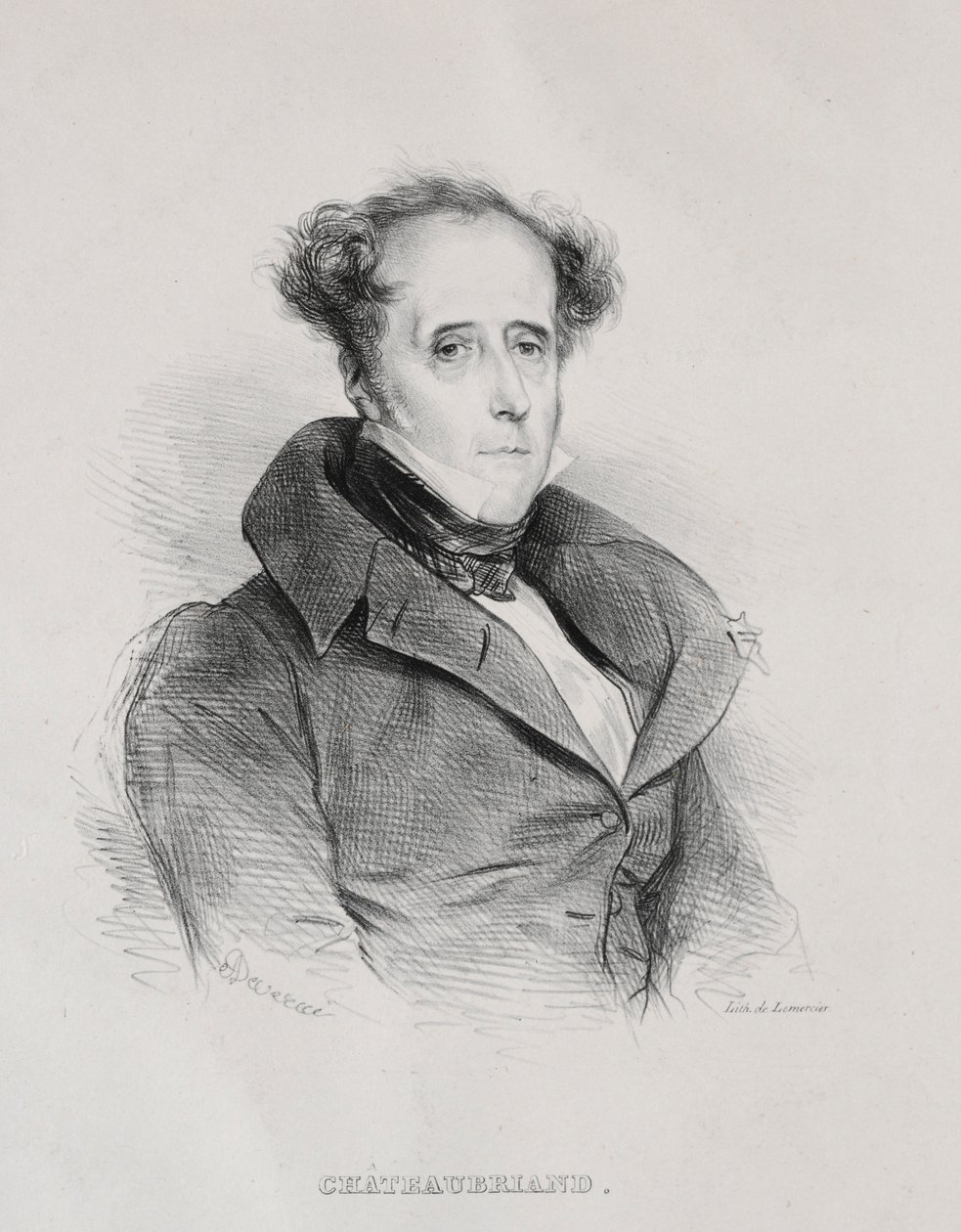 Francois Rene Auguste Victome de Chateaubriand. av Achille Devéria