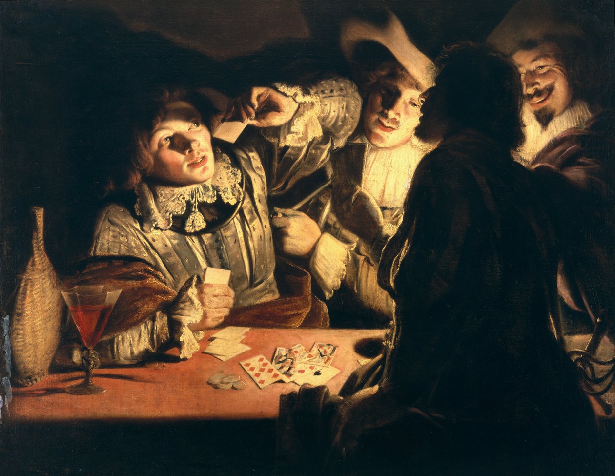 Kortspillerne, ca. 1620-tallet av Adam de Coster