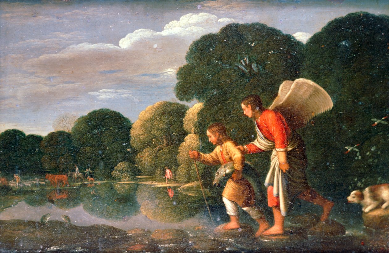 Tobias og engel, 1578-1610 av Adam Elsheimer