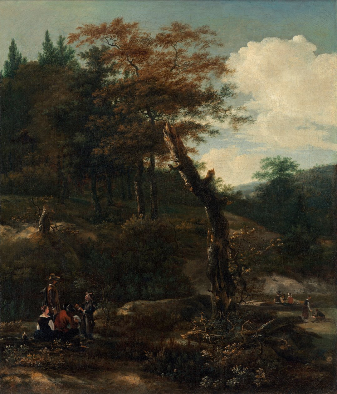 Skoglandskap med reisende, sent på 1640-tallet. av Adam Pynacker
