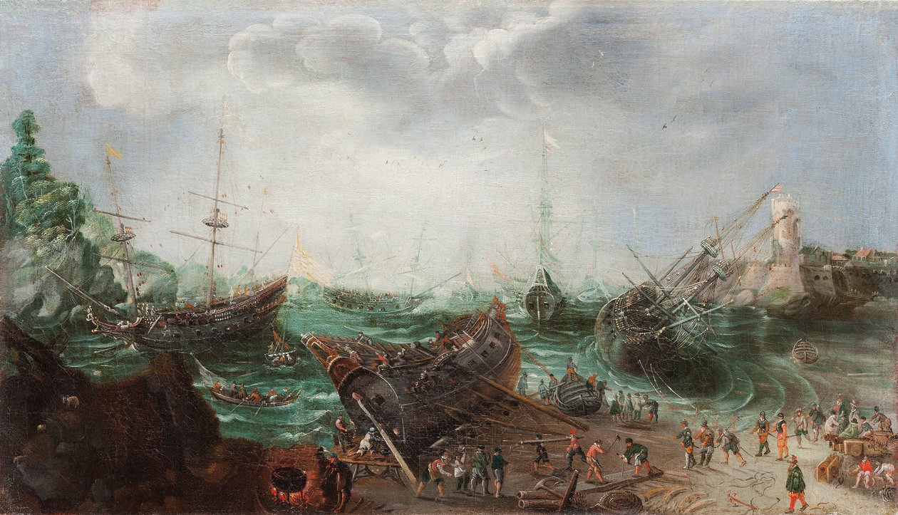 Havnescene, ca. 1615 av Adam Willaerts