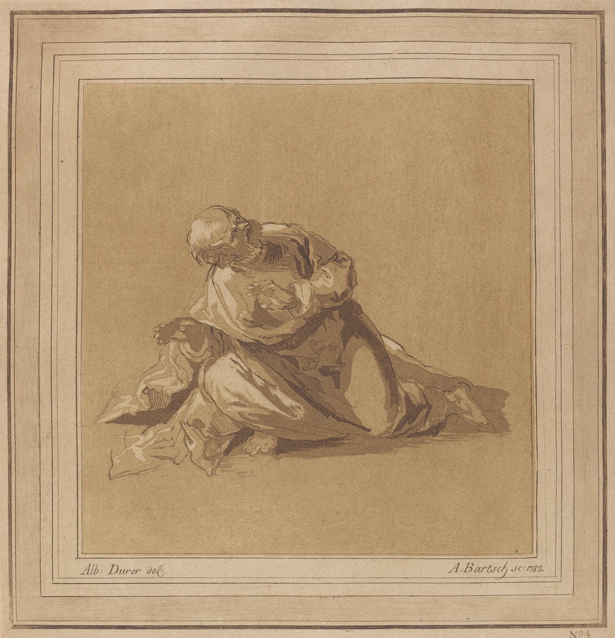 En hukende apostel Saint Peter, 1785. av Adam von Bartsch