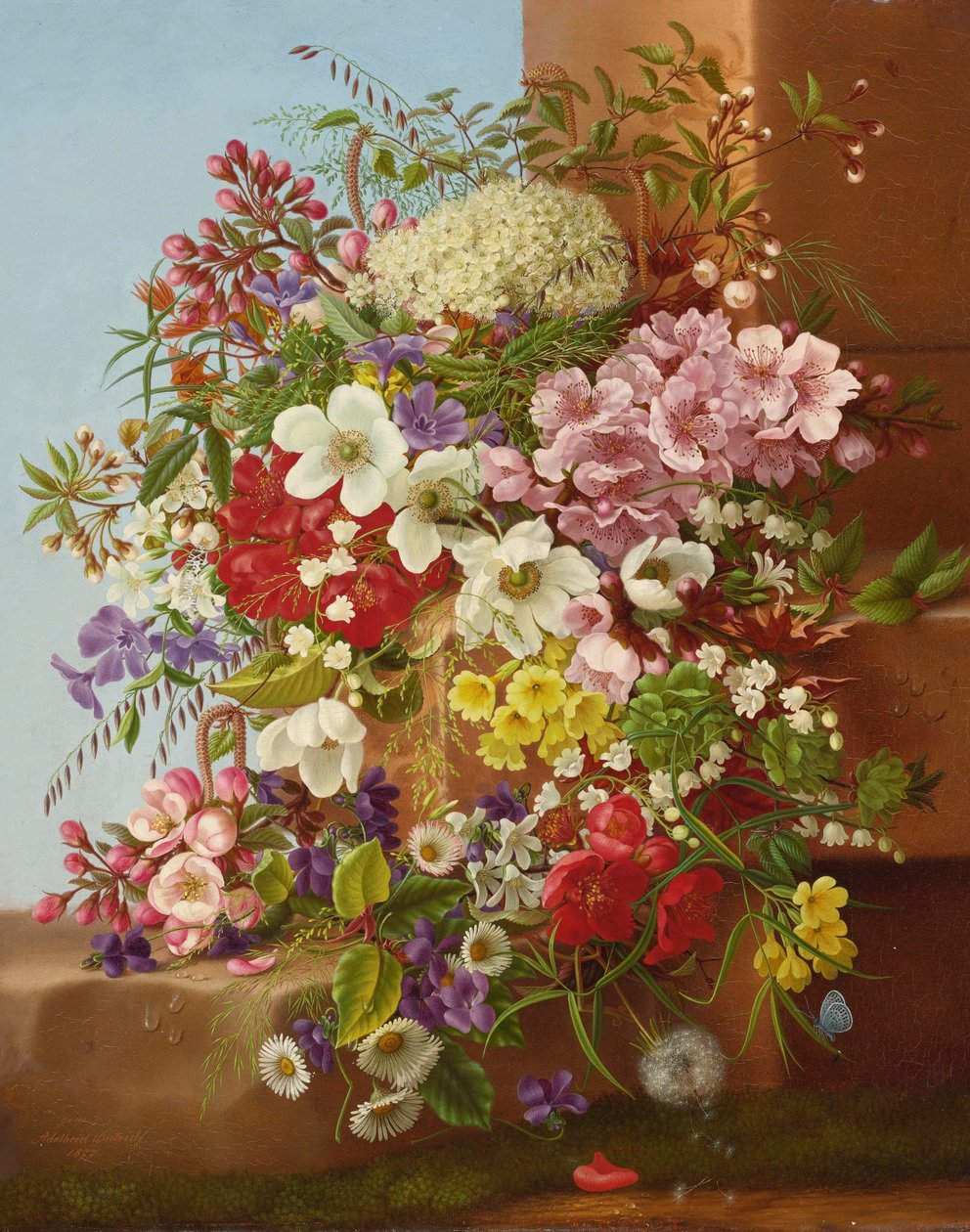 En mengde blomster på en steinhylle av Adelheid Dietrich