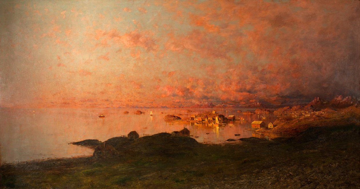 Midtsommernatt, Lofoten, Norge av Adelsteen Normann