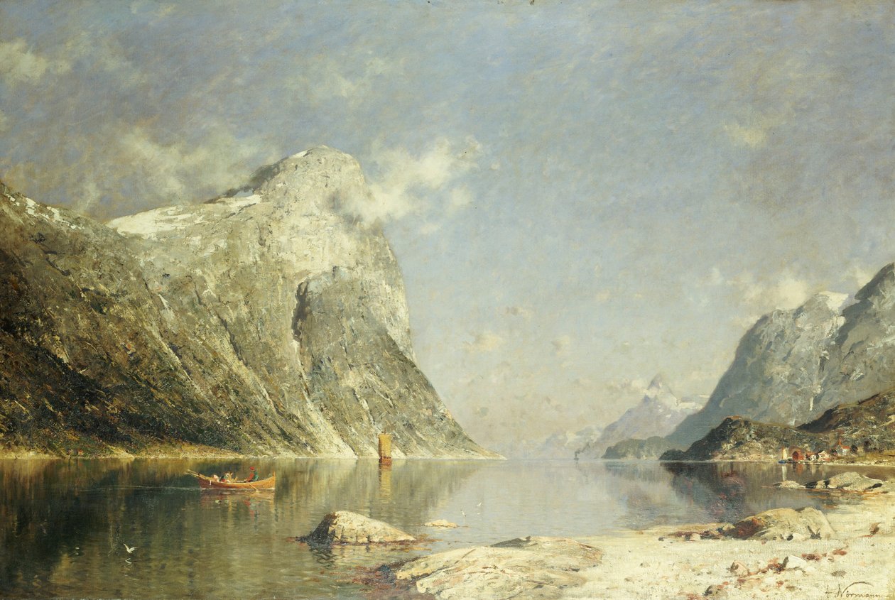 En fjordscene av Adelsteen Normann