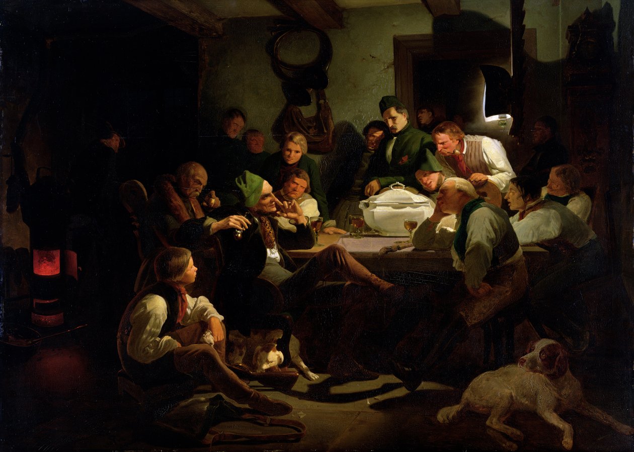 Munchhausen forteller sine jakthistorier, 1842 av Adolf Schrodter