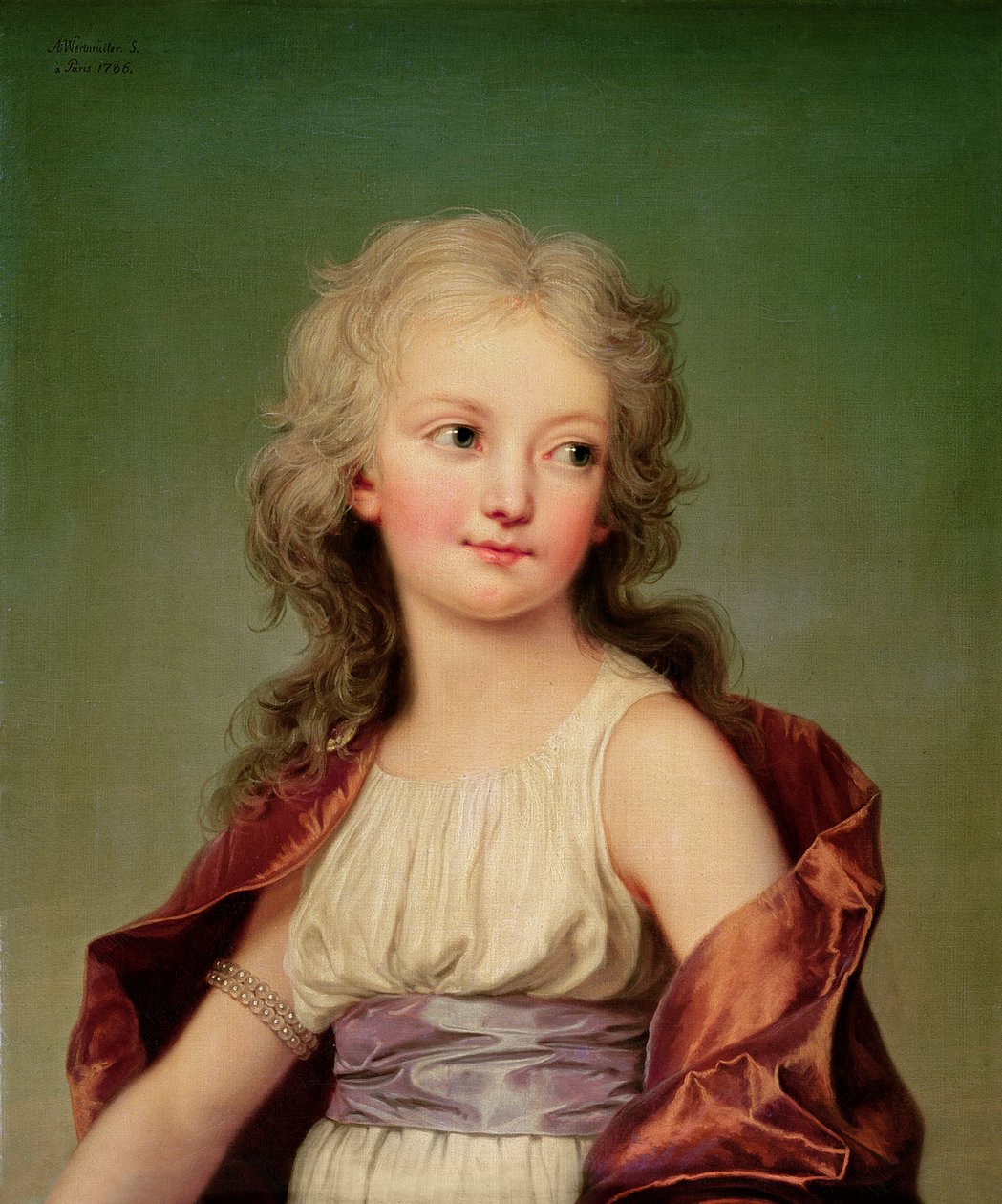 Portrett av Marie-Therese Charlotte av Frankrike (1778-1851) hertuginne av Angouleme, 1786 av Adolf Ulrich Wertmuller