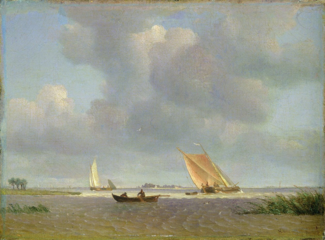 En frisk bris på Elben, ca. 1830 av Adolf Vollmer