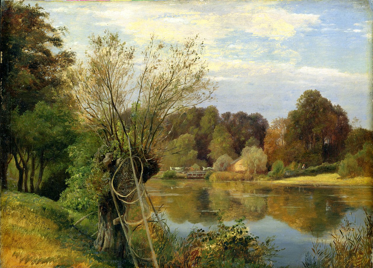 I nærheten av Aumuhle, ca. 1830 (olje på papir montert på kort) av Adolf Vollmer