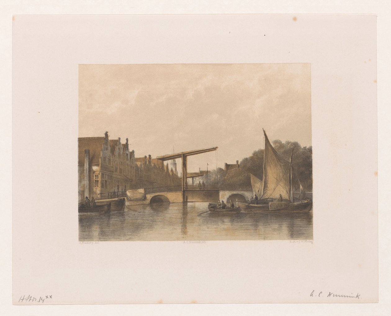 Utsikt over Zwanenburgwal av Adolf Carel Nunnink