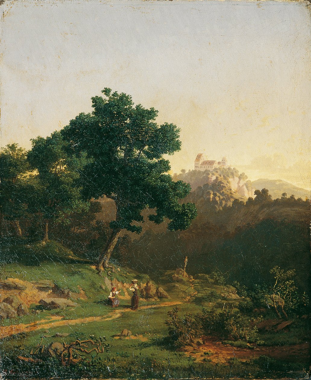 Landskap med et slott av Adolf Christian Baumann