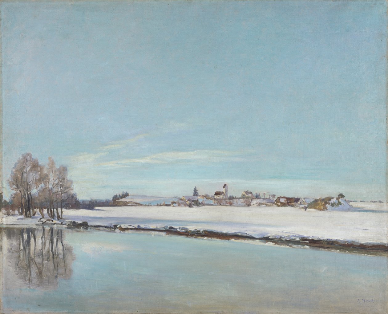 Vinterlandskap (Landskap i Dachau) av Adolf Holzel