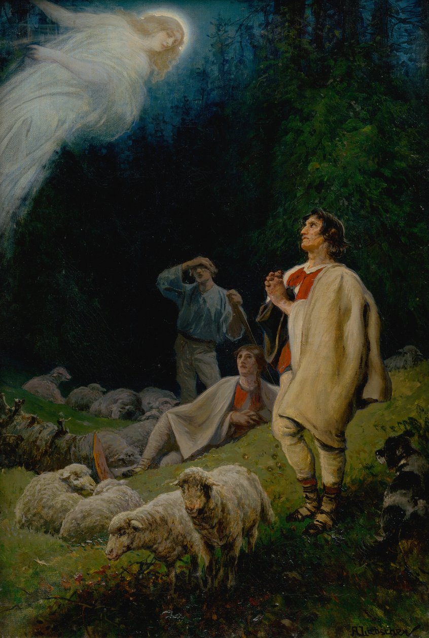 Bebudelsen til hyrdene, 1880. av Adolf Liebscher