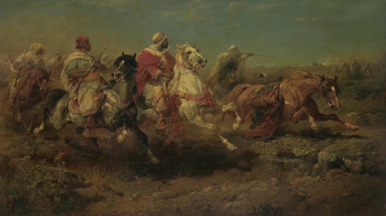 The Attack (olje på lin) av Adolf Schreiyer