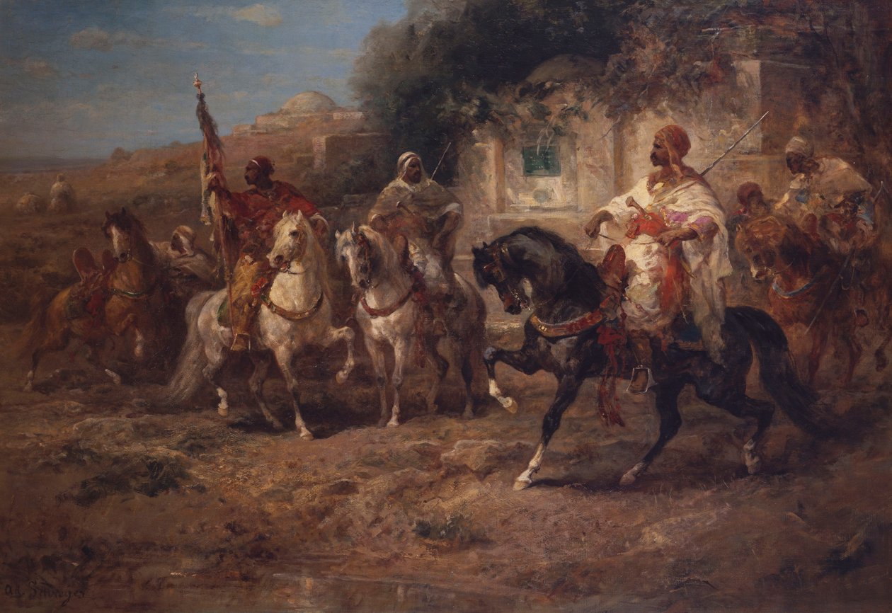 Arabiske ryttere ved en fontene av Adolf Schreyer