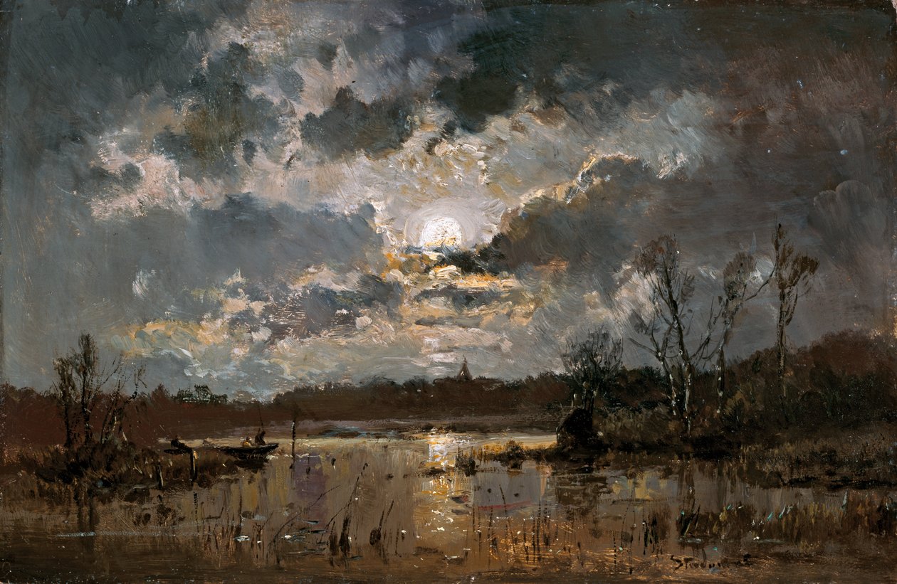 Måneskinn ved sjøen av Adolf Stademann