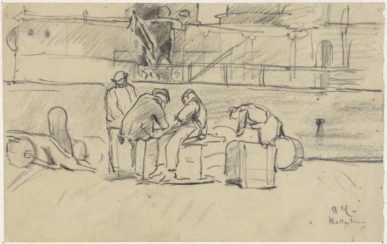Arbeidere ved kaien i Rotterdam av Adolf le Comte