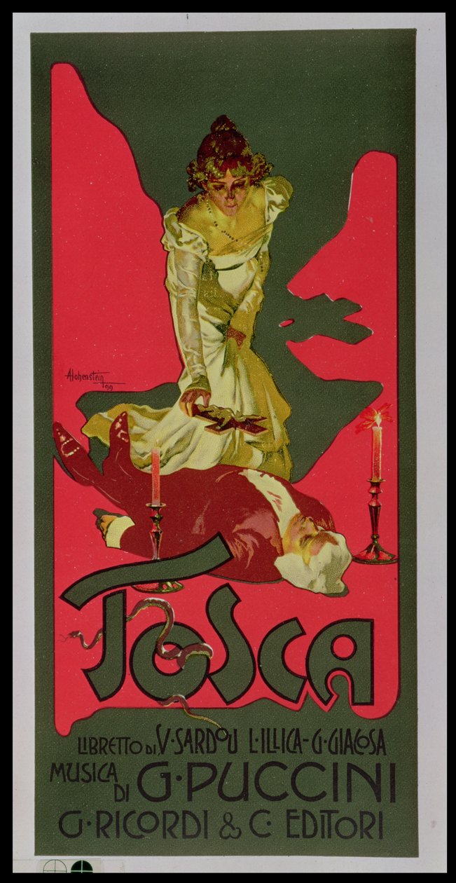 Tosca, plakat som reklamerer for en forestilling av Adolfo Hohenstein
