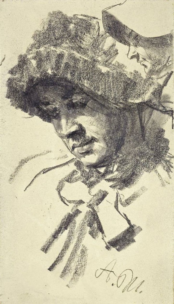 Kvinne med hatt av Adolph Menzel