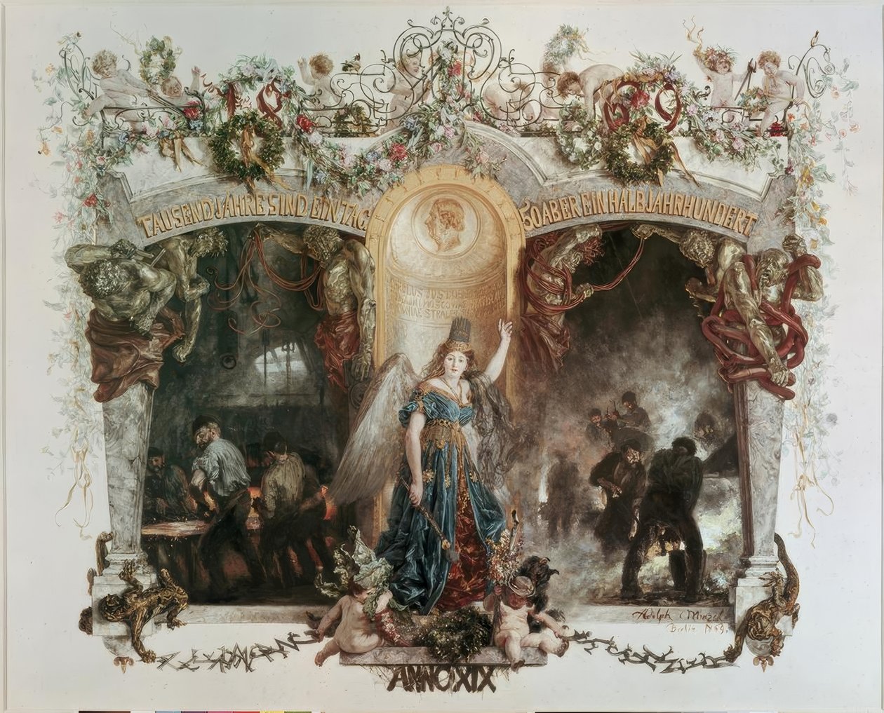 Adresse for femtiårsjubileet til Heckmann-selskapet av Adolph Menzel
