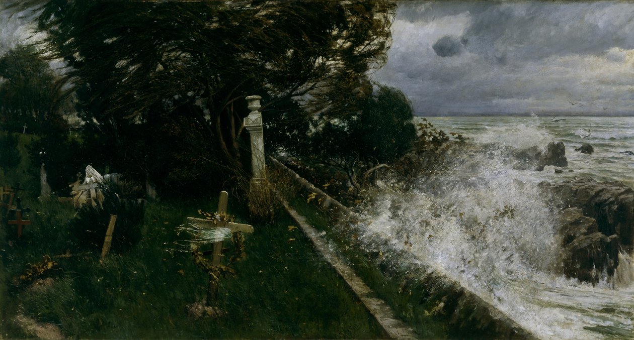 Kirkegård ved sjøen av Adolf Hiremy Hirschl