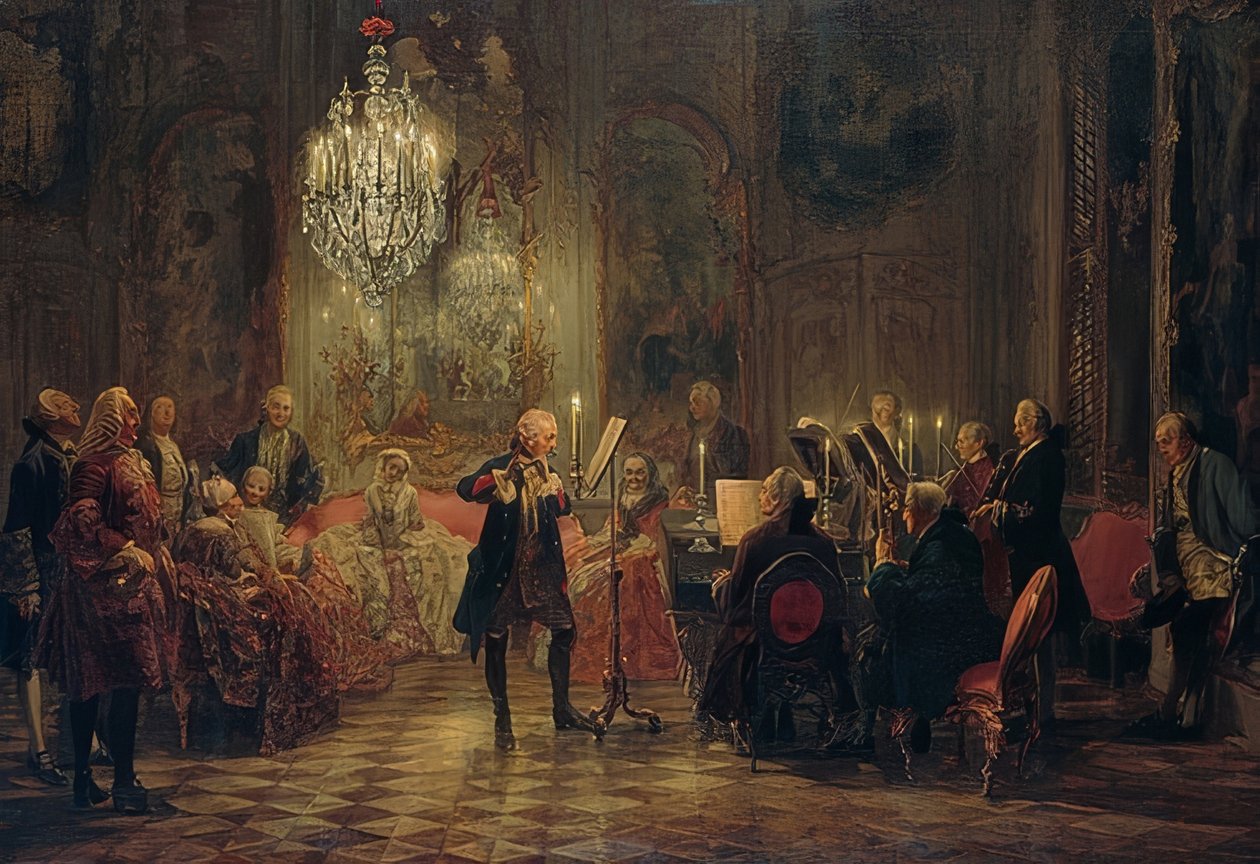 Fløytekonsert av Fredrik den store i Sanssouci av Adolph Menzel