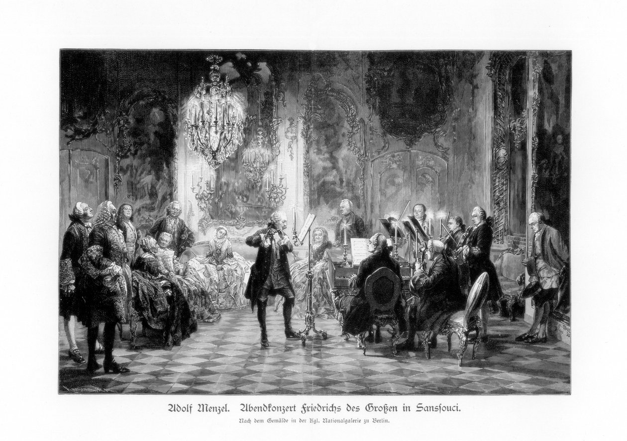 Fredrick stor konsert på Sanssouci, 1852, 1900. av Adolph Menzel