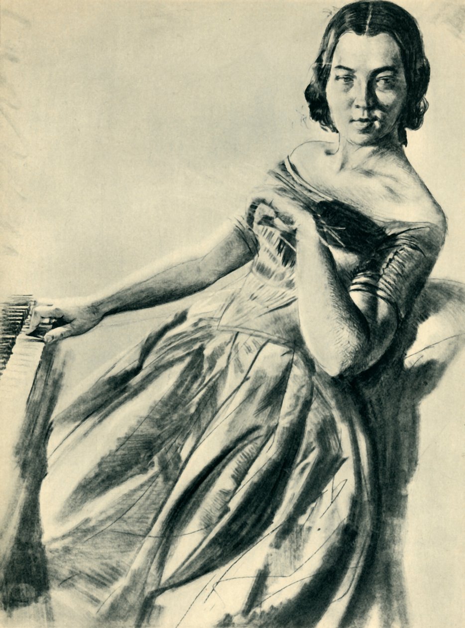 Kvinne ved pianoet, 1846, 1943. av Adolph Menzel