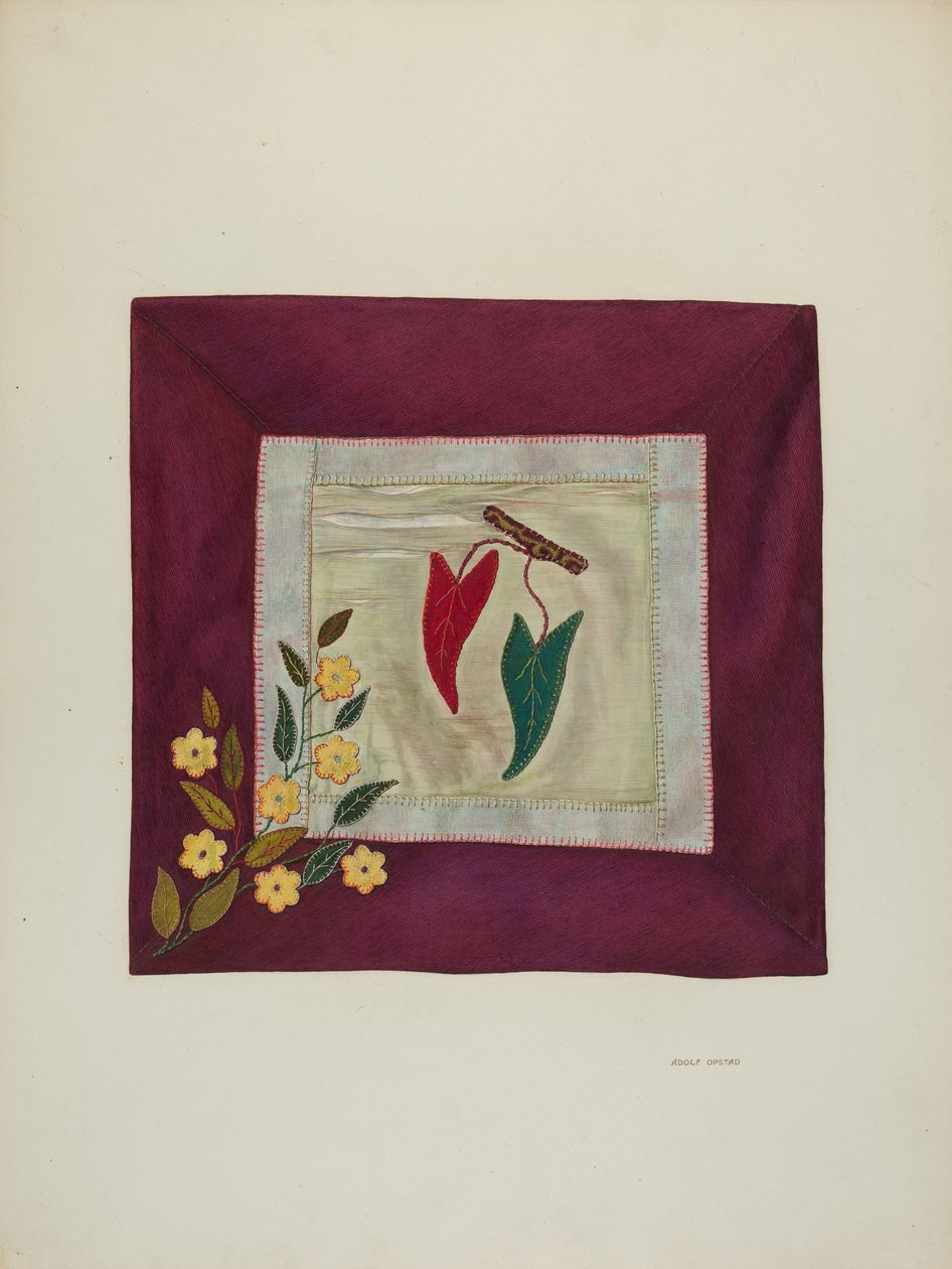 Applique Coverlet Detail, 1941. av Adolph Opstad