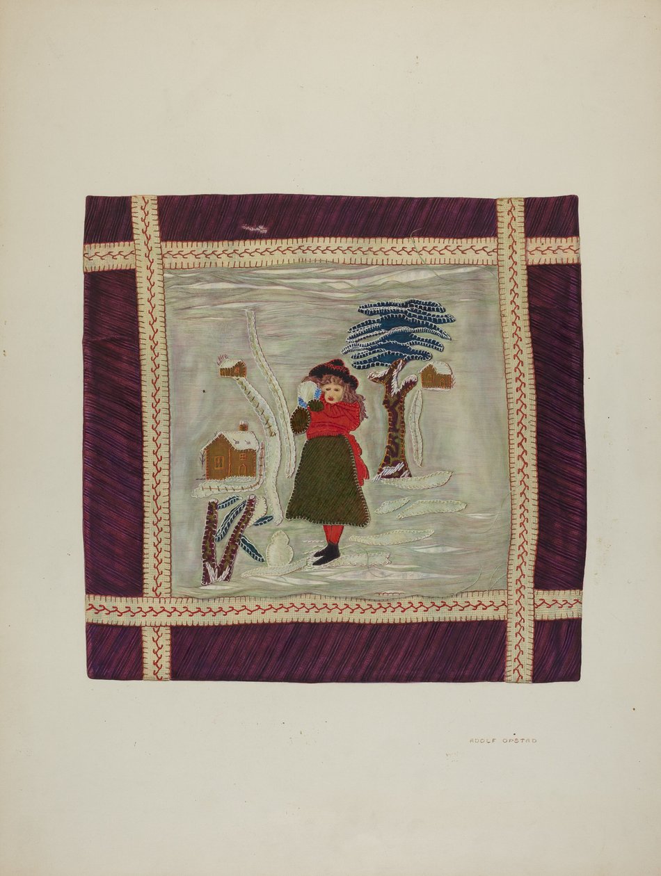 Applique Coverlet Detail, 1941. av Adolph Opstad