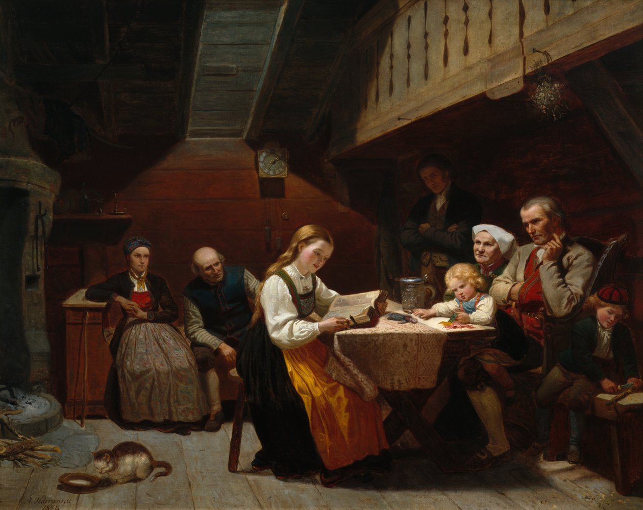 En lesende jente av Adolph Tidemand