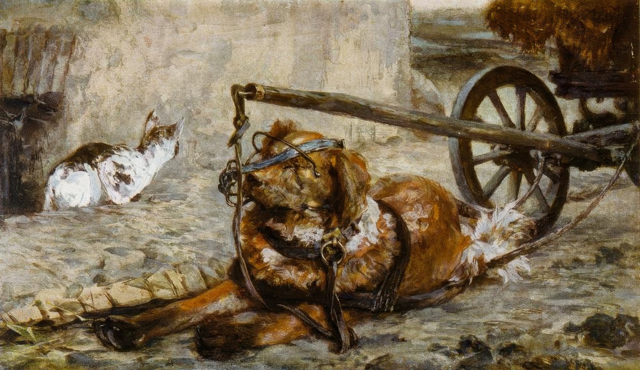 A. Menzel, tegner hund og katt av Adolph Menzel