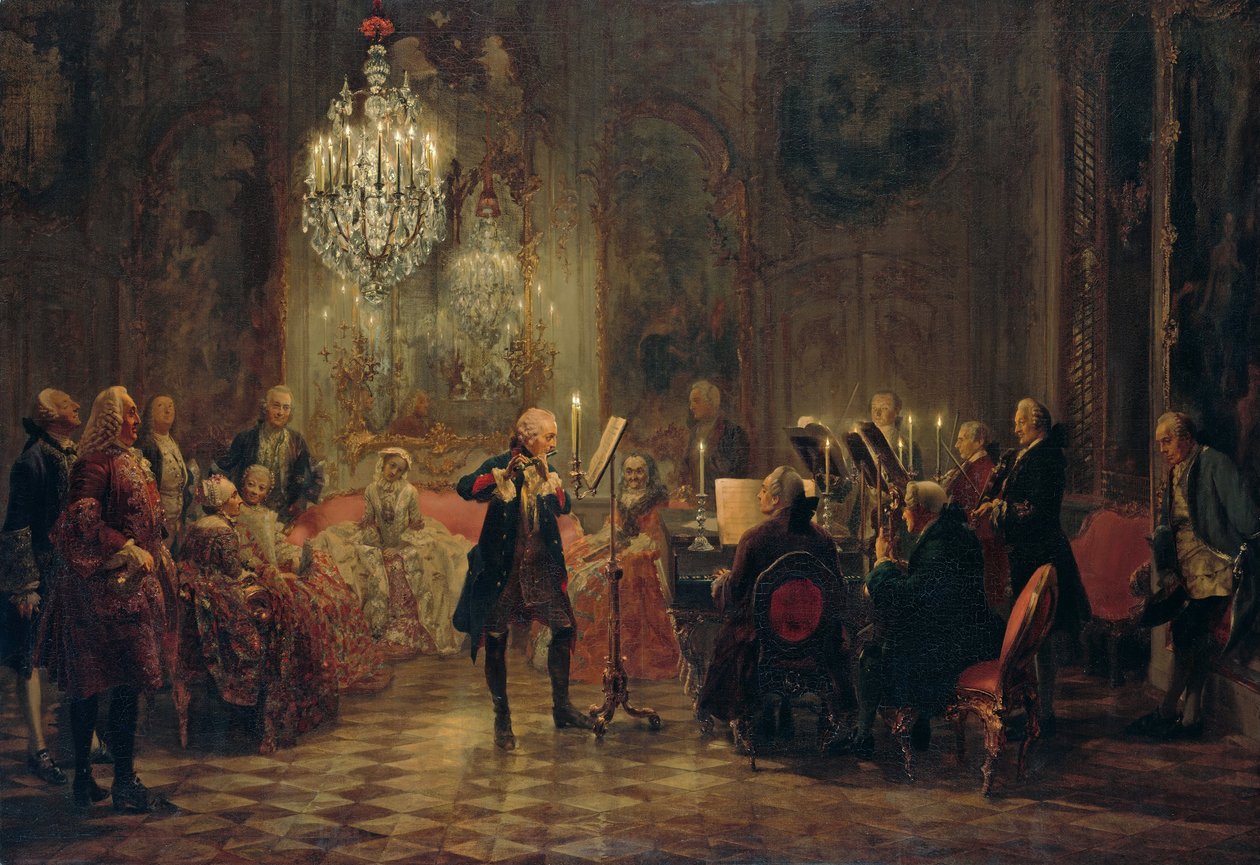 Fløytekonsert av Frederick den store i Sanssouci av Adolph Menzel