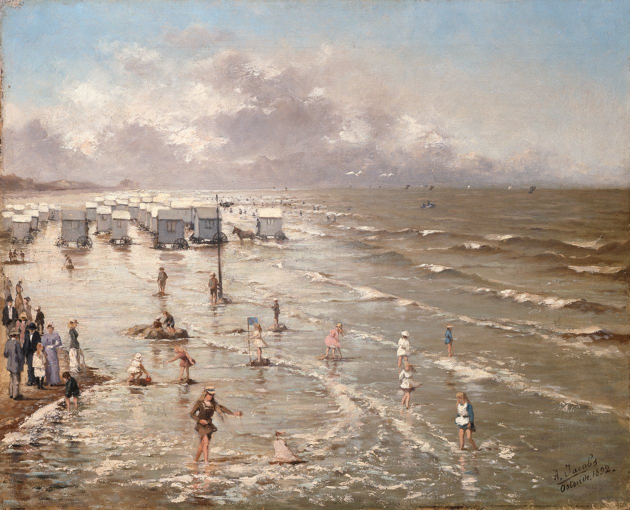 Stranden i Oostende, 1892 av Adolphe Jacobs
