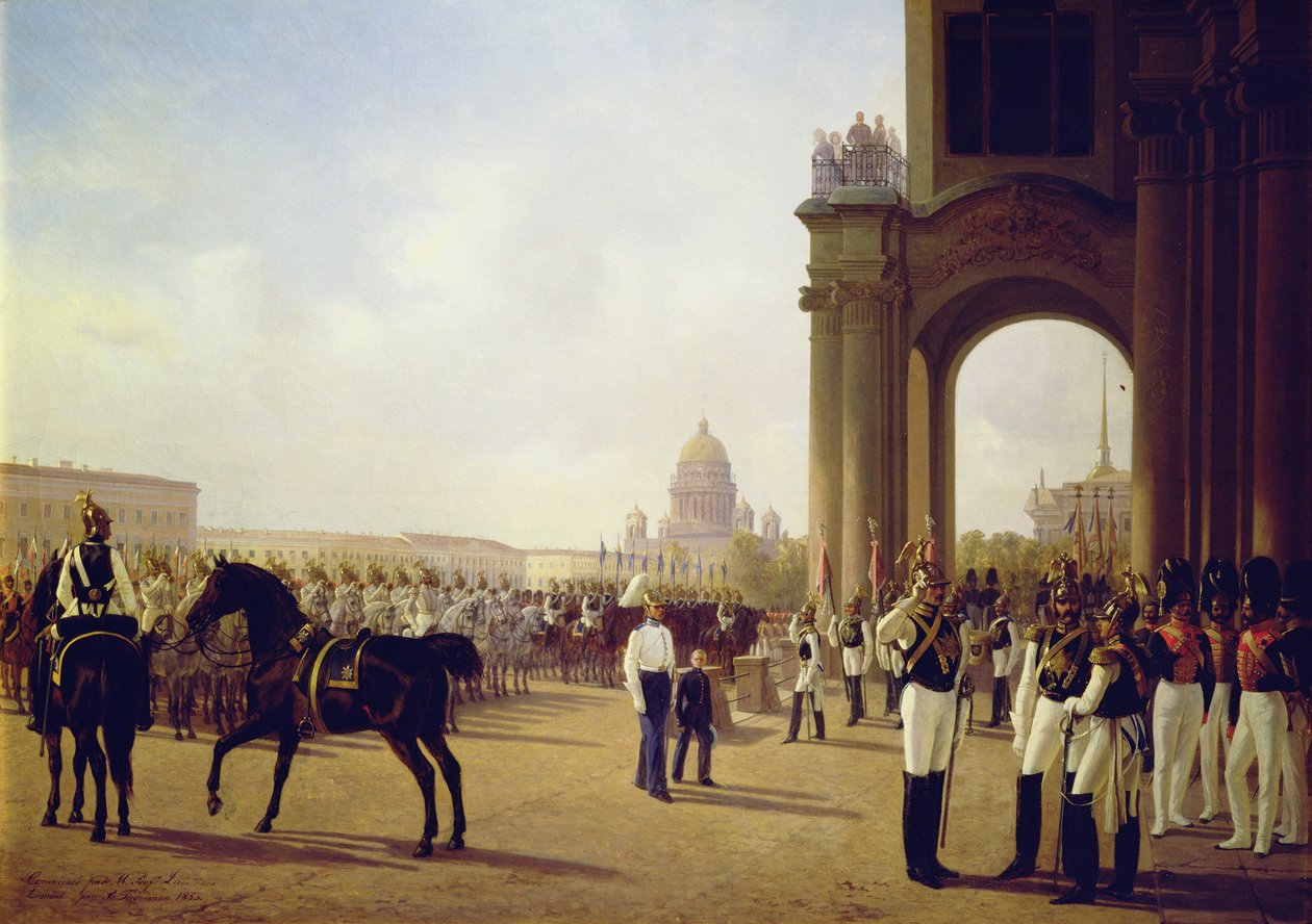 Parade på Slottsplassen i St. Petersburg av Adolphe Ladurner