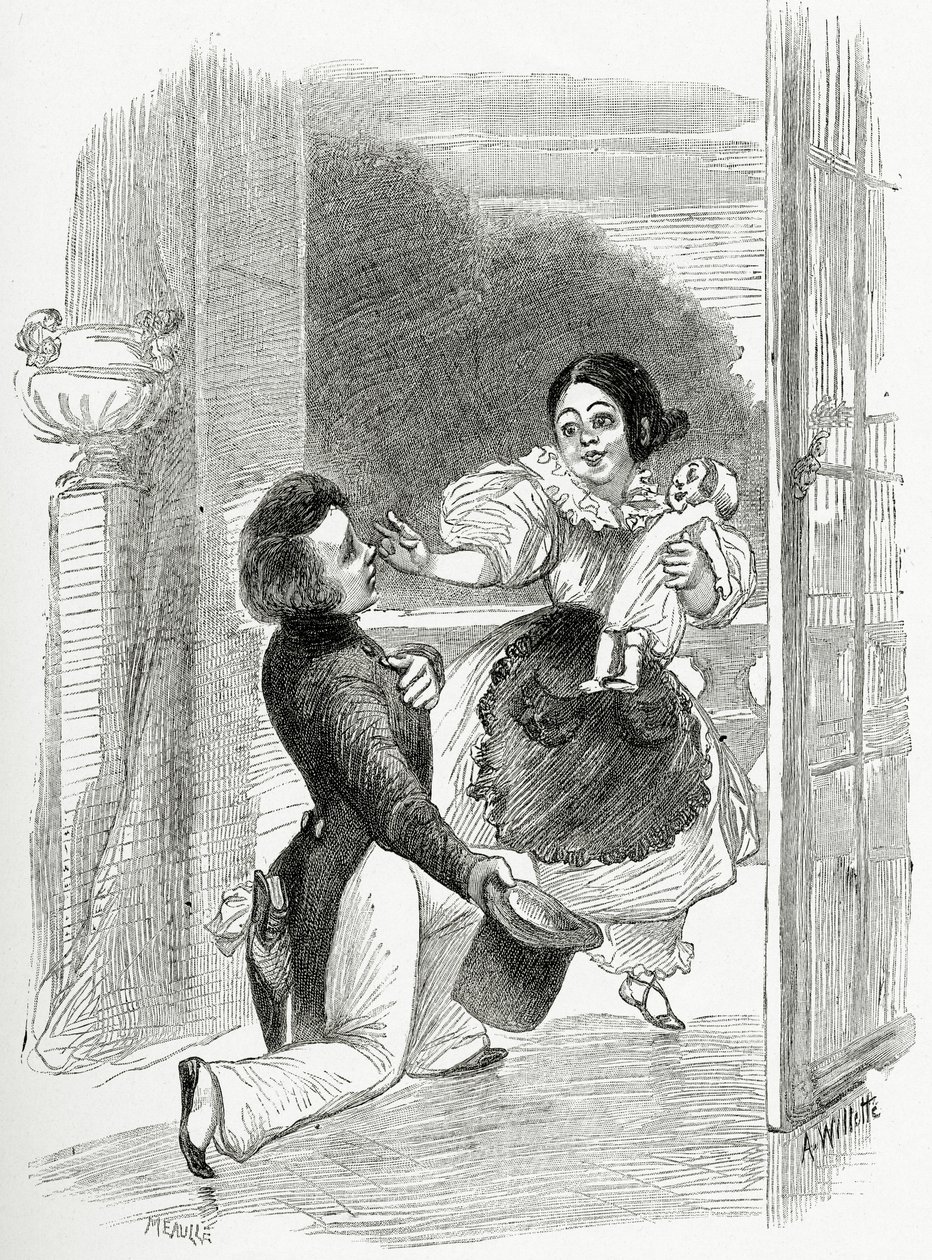 Illustrasjon fra Toute la Lyre, 1800-tallet (bw gravering) av Adolphe Leon Willette
