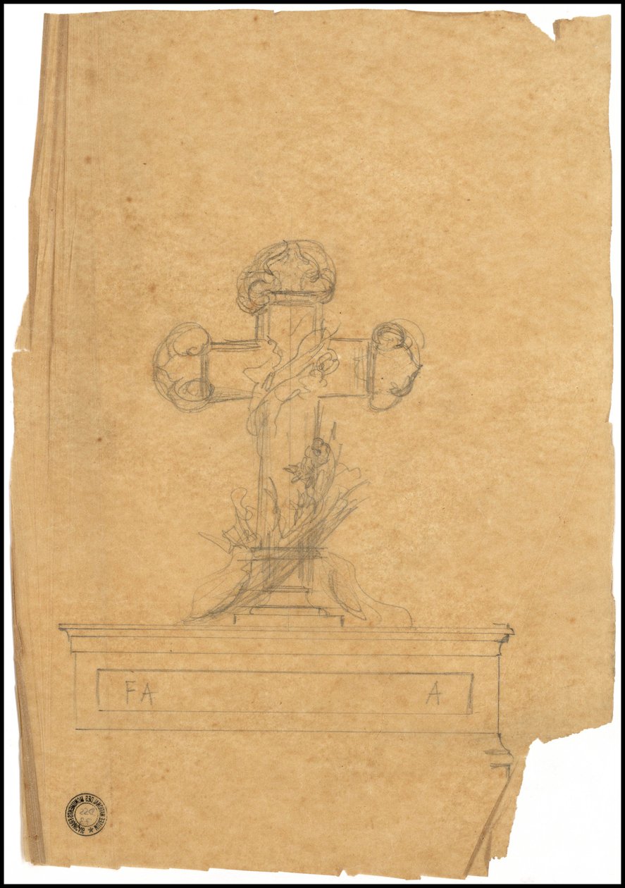 Skisse av en grav for familien Karakehia på Père Lachaise kirkegård i Paris av Adolphe Victor Geoffroy Dechaume