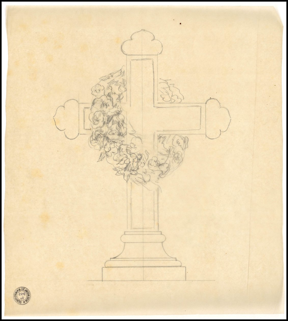 Skisse av en grav for Karakehia-familien på Père Lachaise-kirkegården i Paris av Adolphe Victor Geoffroy Dechaume
