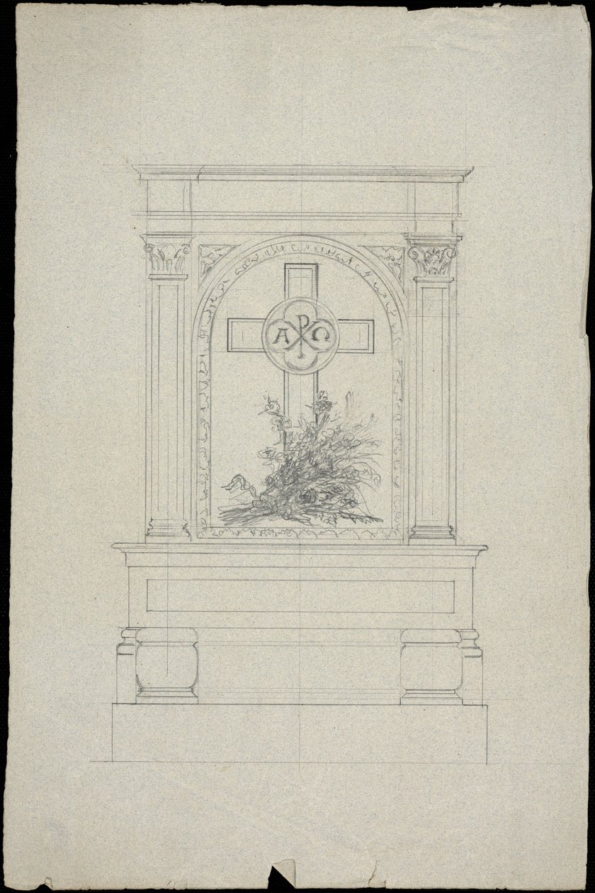Skisse av en grav for Karakehia-familien på Père Lachaise-kirkegården i Paris av Adolphe Victor Geoffroy Dechaume