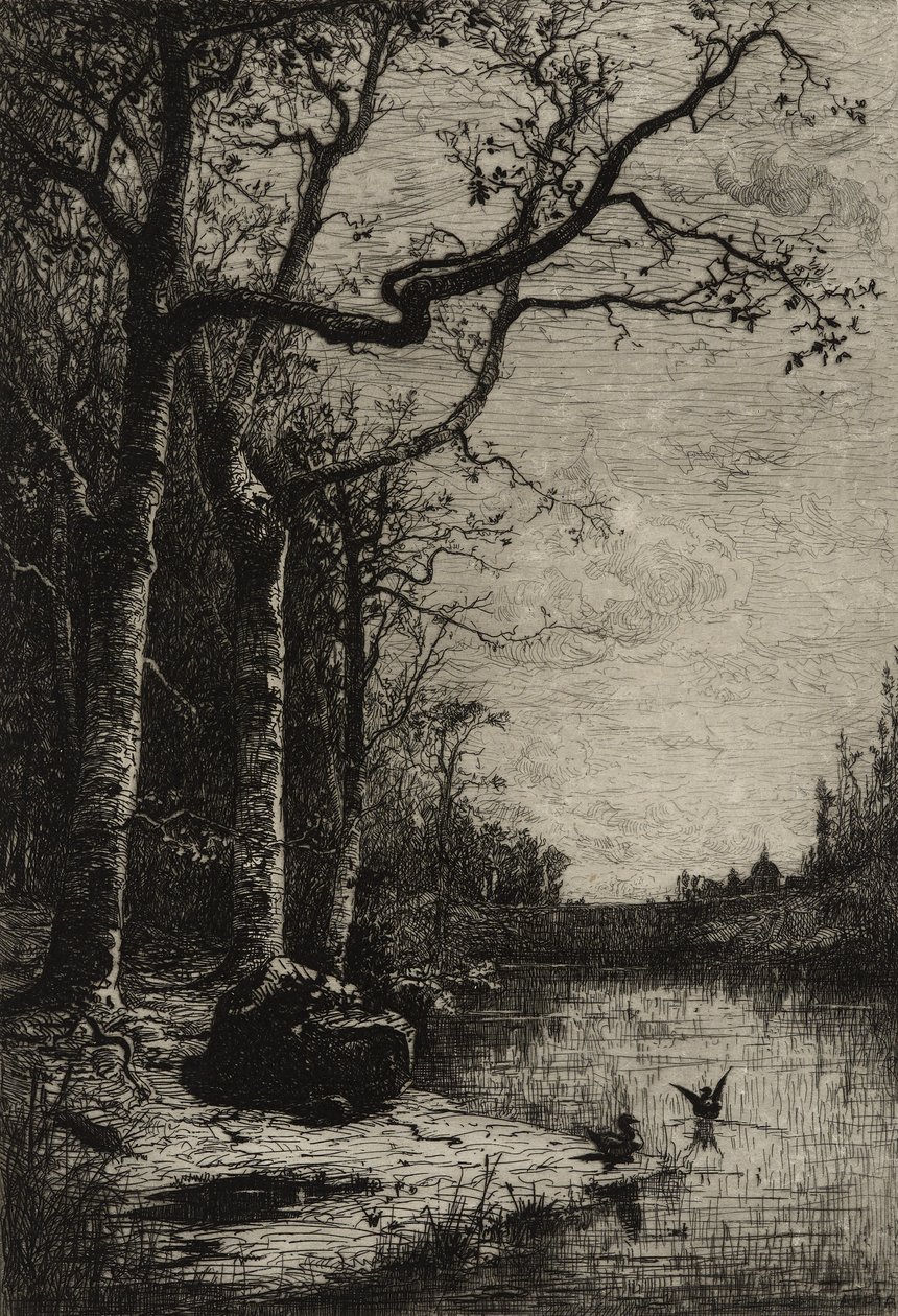 The Burbanche Marsh (stor plate), ca. 1870 (etsing) av Adolphe Appian