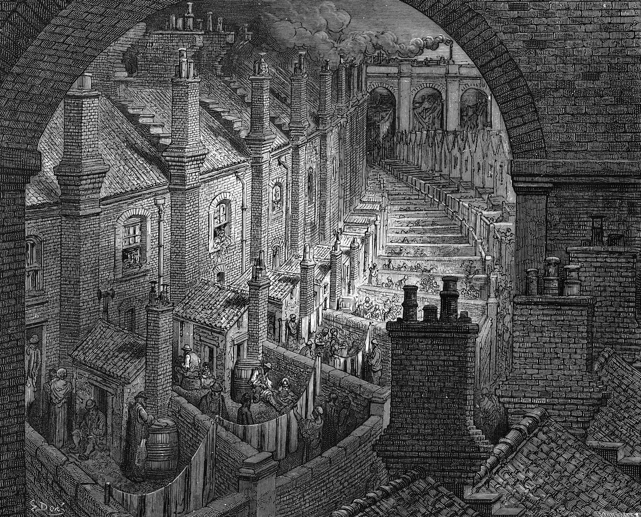 Over London med jernbane, 1872 av Adolphe Francois Pannemaker