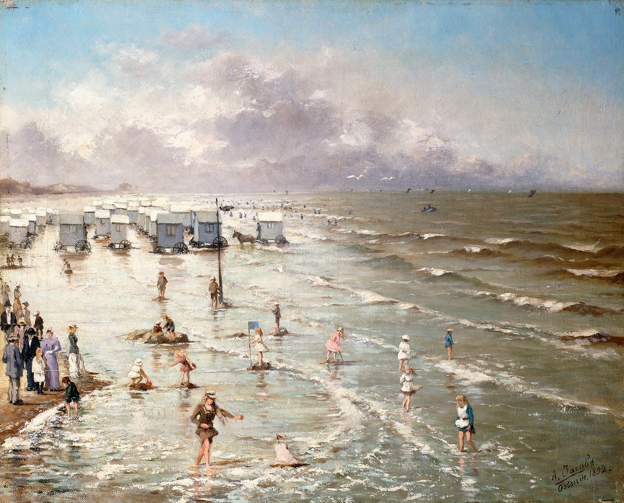 Stranden i Oostende, 1892 av Adolphe Jacobs