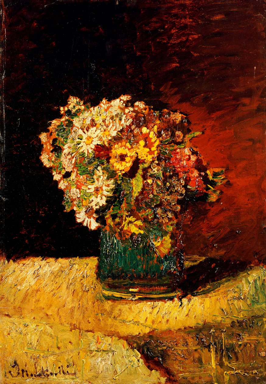 En vase med blomster av Adolphe Joseph Thomas Monticelli
