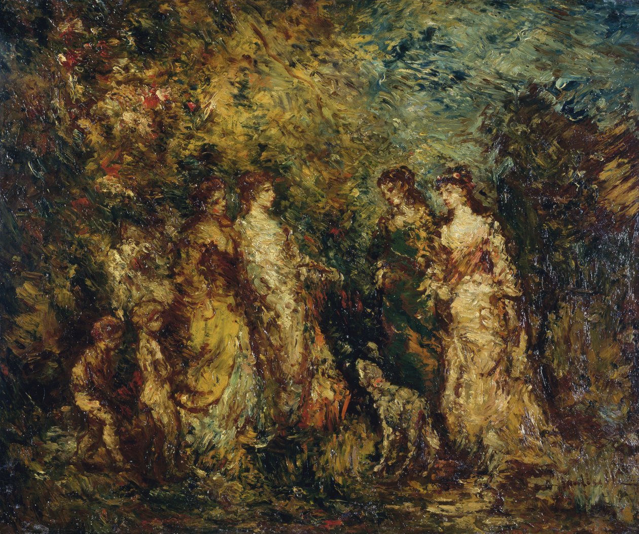 Spill av damer av Adolphe Joseph Thomas Monticelli