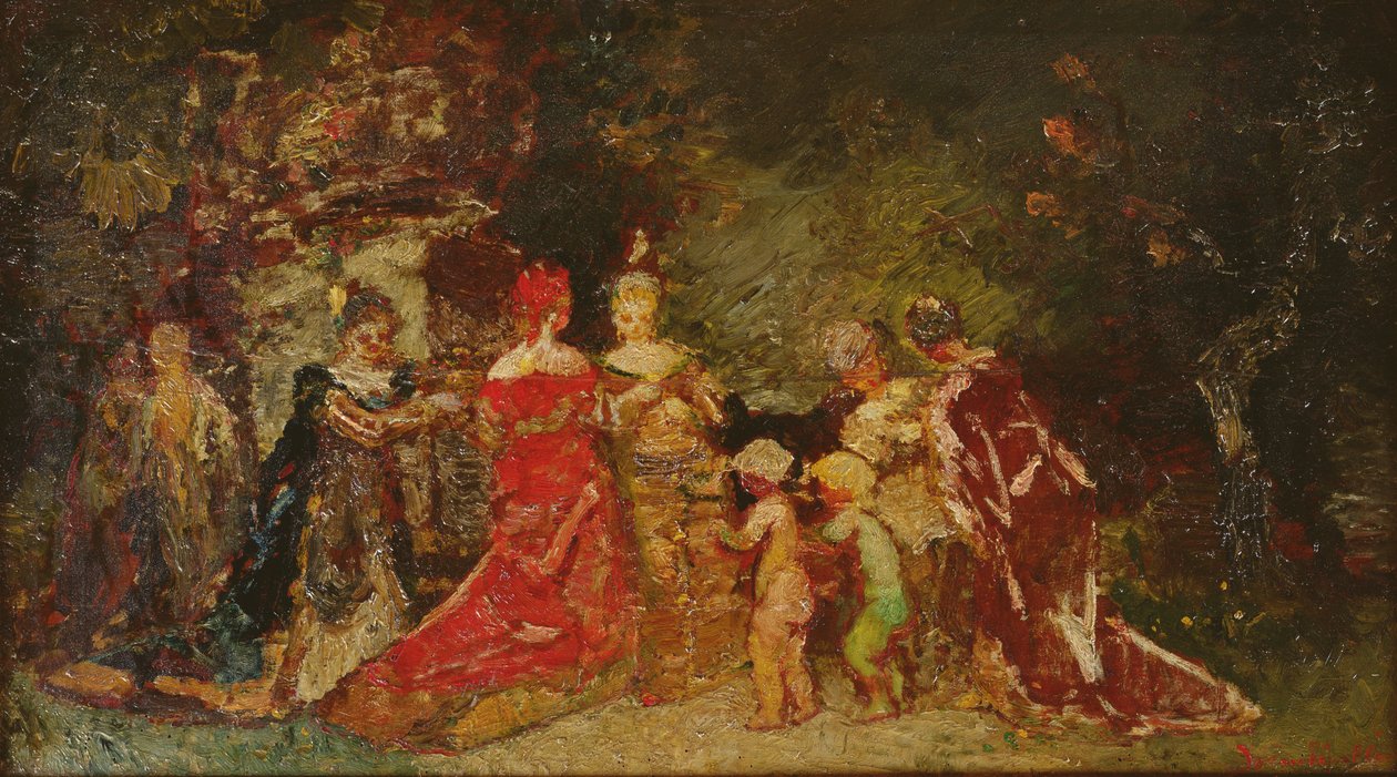 Samling i en park av Adolphe Joseph Thomas Monticelli