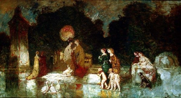 Scene i parken av Adolphe Joseph Thomas Monticelli